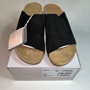 Papillio by Birkenstock Namia Slide Black Suide Wedge Size Women's 39/US 8